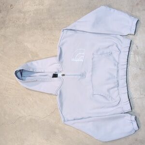 The North Face Hoodie 1/4 Zip Cropped Women's L Purple Pull Over Logo